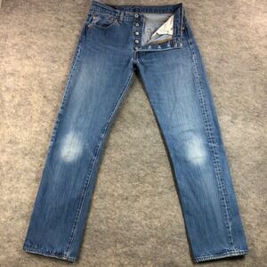 Levi 501 Mens 34x36 (Fits 31x32) Blue Denim Button Fly Jeans